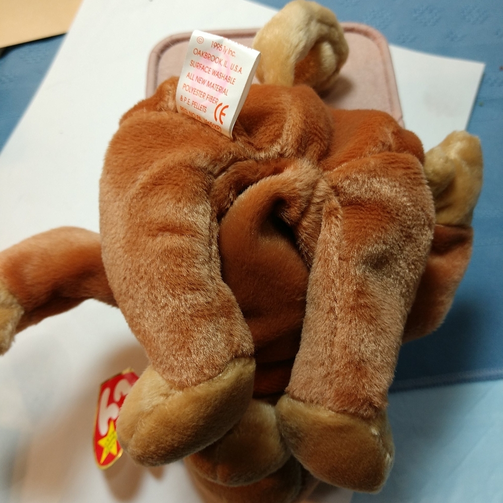 RARE 1995 BONGO TY Beanie Baby Brown Tan Ears- Face-Feet-Hands-Tail #4067 Retire - Picture 10 of 17